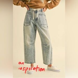 FOREVER 21 Trendsetter Tie Waist Barrel Denim Jeans